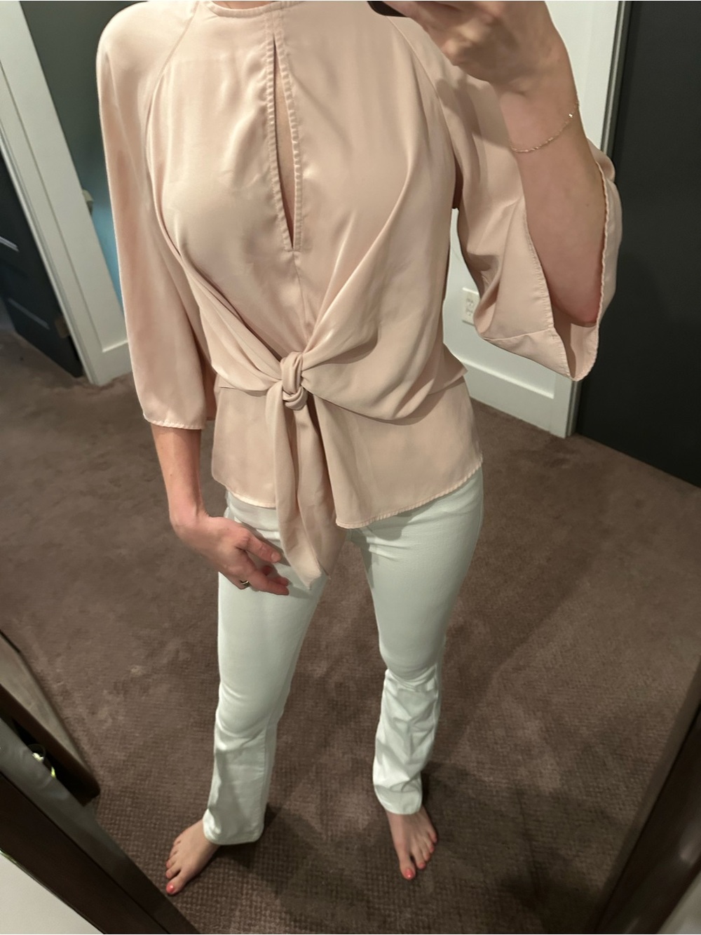 Topshop Pale Blush Tie-Front Blouse
